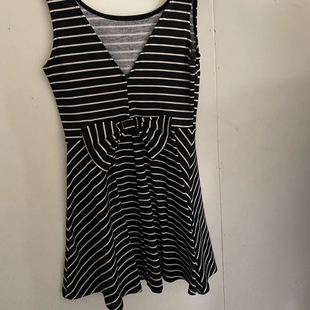 Black and white striped dress